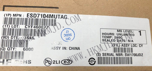 供應(yīng)ESD保護(hù)二極管 ESD7104MUTAG 用于高速數(shù)據(jù)線(xiàn)