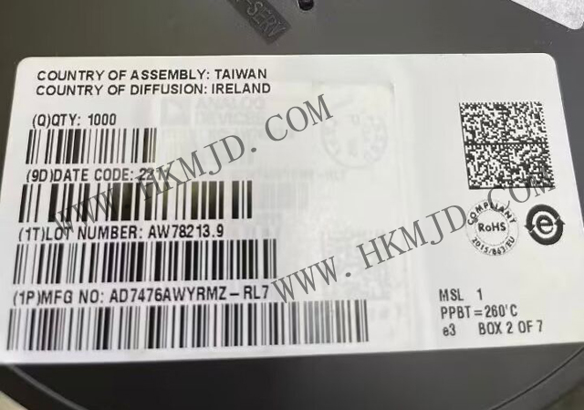 12位ADC AD7476AWYRMZ 1 MSPS、低功耗A/D轉換器，采用MSOP封裝