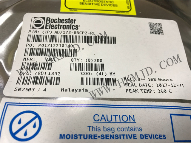AD7173-8BCPZ：8/16通道、31.25kSPS、24位Σ-Δ型ADC