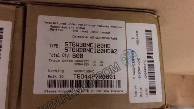 ST TO-247-3 | STGW30NC120HD：N溝道1200 V、30 A超快PowerMESH IGBT
