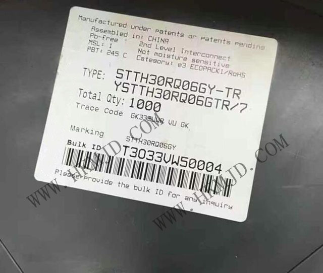 供應(yīng) STTH30RQ06GY 一款汽車級 600V、30A 超快軟恢復(fù)二極管