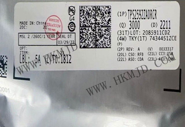 供應原裝 TI eFuse IC，供應 TI TPS2592ZADRCR 電子保險絲 IC